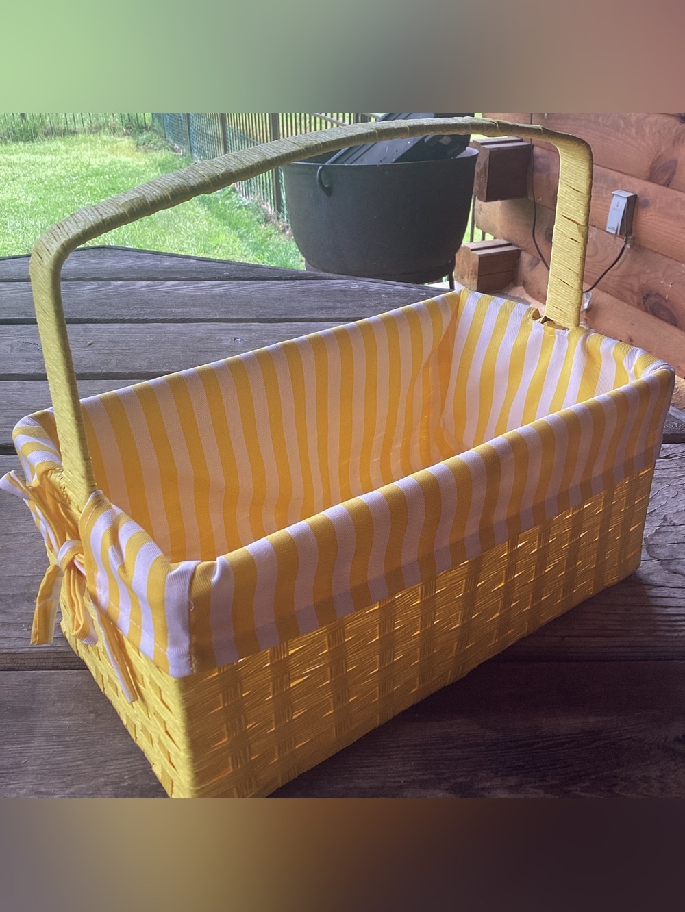 Ashland Sun Kiss Basket in Yellow and White Stripes